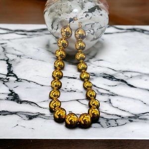 Zirconium Chunky Gold Balls Necklace Adjustable